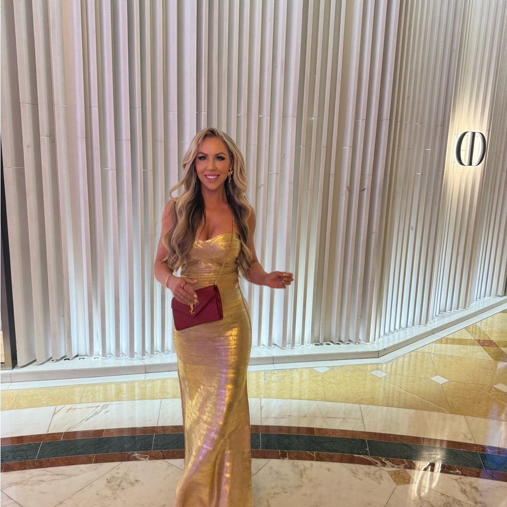 Herve Leger Strapless Gold Dress